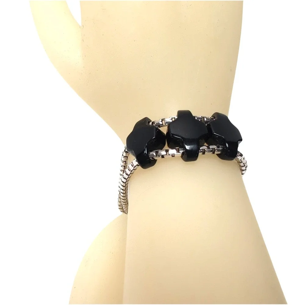 Robert Lee Morris RLM Sterling Silver 925 Black Onyx 3-Cross 7